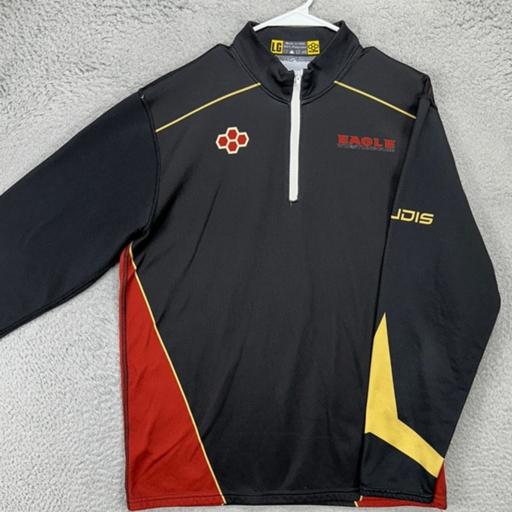 Rudis Mens Wrestling Pullover Shirt Large Black Quarter Zip Athletic Long Sleeve